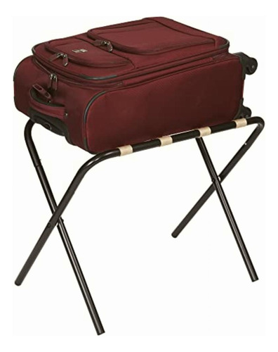 Household Essentials Luggage Rack, Black Frame With Khaki