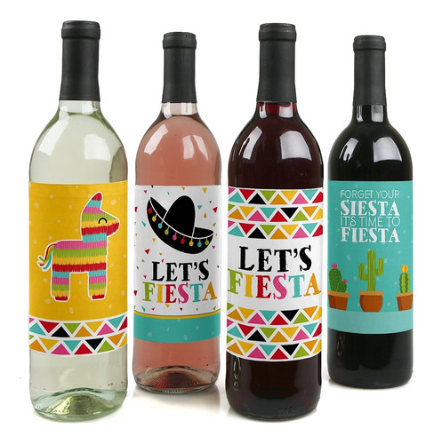 Let S Fiesta  fiesta Mexicana  botella De Vino Et.
