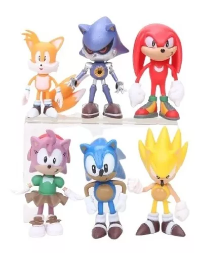 6 Bonecos Miniaturas Desenho Game Sonic The Hedgehog Tails Amy