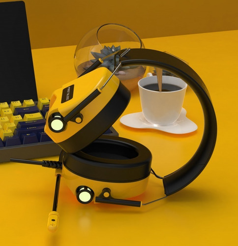 Imagen 7 de 10 de Headset Gamer 7.1 Usb Rgb - Ajazz Ah10 Amarillo