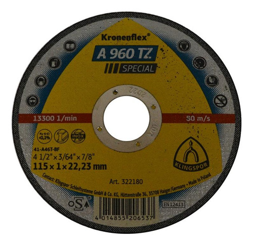Klingspor Disco Fi Inoxa60tz 115x1x22.23mm 41/2 
