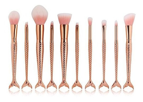 Coshine 10pcs Set De Pinceles De Maquillaje De Sirena Unicos