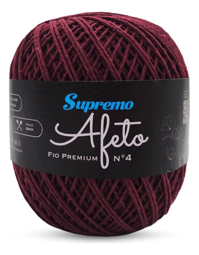 Fio Supremo Afeto Premium N°4 340m Cor Bordô Claro