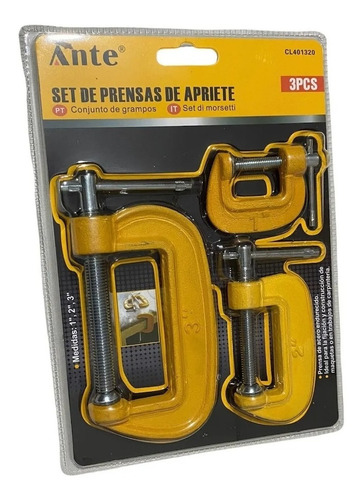 Prensas Tipo C Set 3 Unidades Carpinteria Sargento