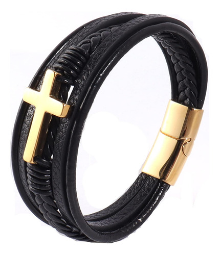 Pulsera De Cuero Trenzada De Acero Inoxidable Para Hombre, B