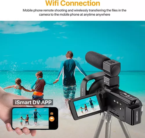  Videocámara de cámara de video 5K, 48MP UHD Wifi IR visión  nocturna Vlogging cámara para , zoom digital 16X pantalla táctil  Vlog cámara con micrófono externo, parasol de lente, estabilizador, 