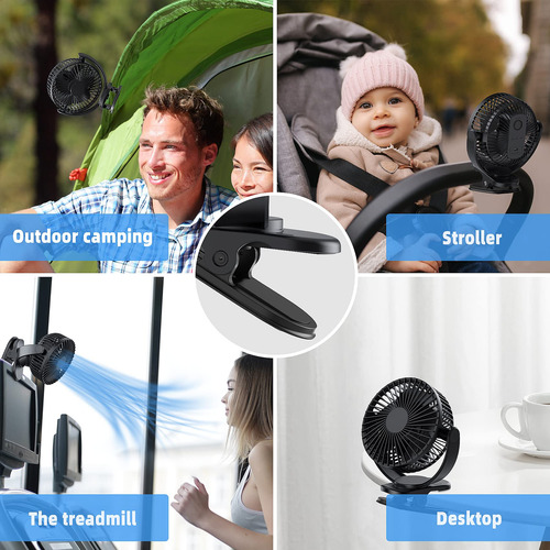 Ventilador Portátil Usb Recargable De Clip 3 Velocidades