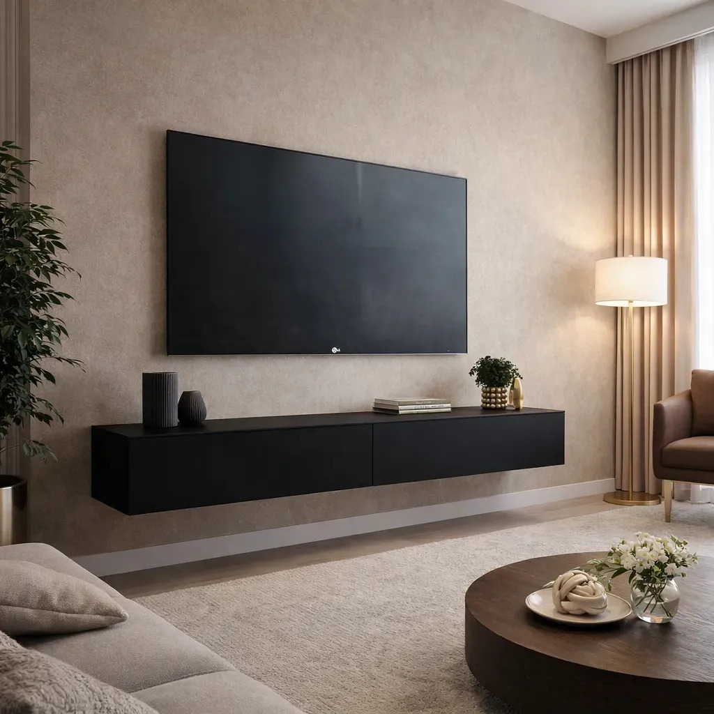 Aparador Rack Reforçado Grande Compacto Sala Tv Casa Moderna Cor Preto