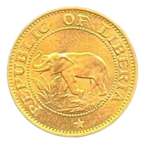 Liberia 1 Cent - Año 1968 Km #13 - Diseño Elefante - Africa