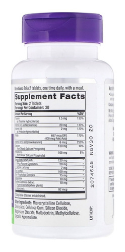 Imagem 2 de 3 de Brain Health, Importado, P/ Memória E Cognitivo - 60 Tabs