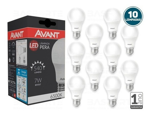 Kit 10 Lampadas Led 7w Avant 6.500k Bivolt