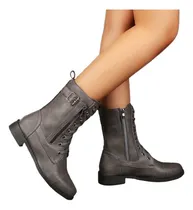 Comprar Botas Altas De Cuero Pu Martin Informales Negras Para Mujer