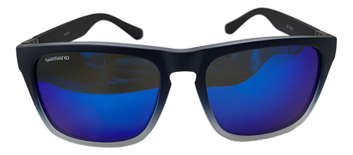 Óculos De Sol Shimano Abyss Azul Polarizado Armação Preta E Branca Lente Azul Polarizada