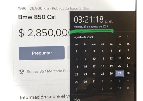 Imagen 13 de 15 de Bmw 850 Ci V12 Impecable !! $1.250.000 Como Nuevo 28,000kms
