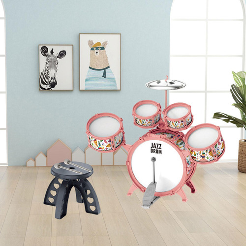 Juego De Batería De Jazz Para Niños, Instrumento Rosa