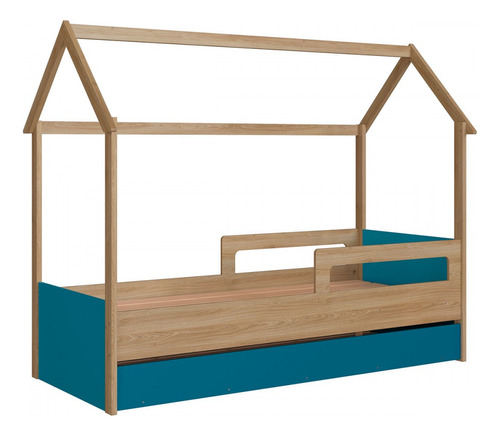 Cama Infantil Bicama Soninho Oak/azul - Panorama Móveis Cor Azul