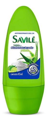 Savilé desodorante sábila bicarbonato y limón roll on 45ml