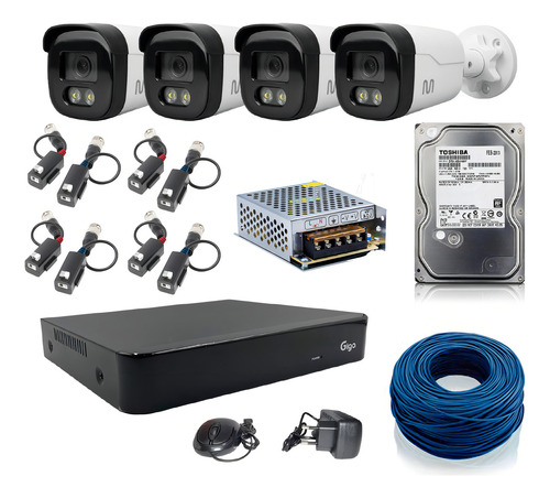 Kit completo de cámaras Cftv Giga 4: graba y visualiza por aplicación