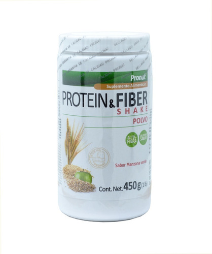 Imagen 1 de 1 de Suplemento Protein & Fiber Manzana Verde (450 Gr) - Pronat Sabor Sin Sabor