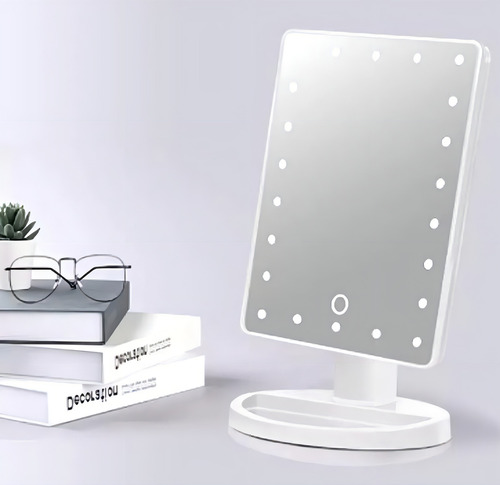 Espelho Camarim Para Maquiagem De Mesa Com Led Portátil Já! Cor Da Moldura Rosa