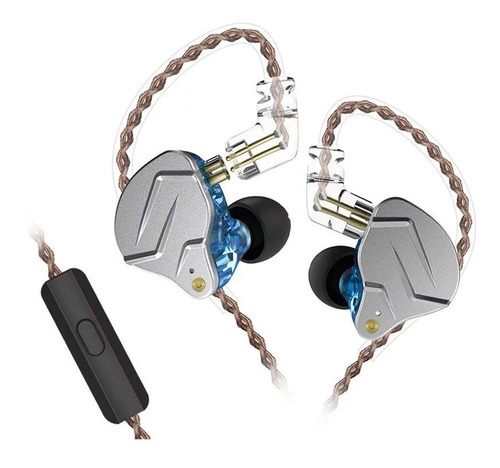 Auriculares Kz Zsn Pro con micrófono y funda azul