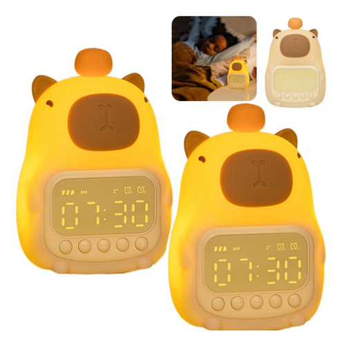 Despertador De Capibara Recargable Para Niños Con Luz Noctur