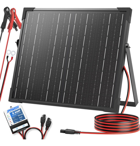 Powoxi Cargador De Bateria Solar De 20 W, 12 V, Panel Solar,