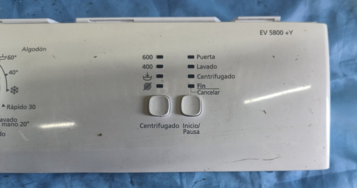 Frente Con Botonera De Lavarropas Top House Ev 5800 (Usado)