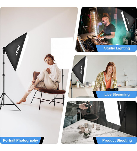Softbox Kit De Iluminacion Profesional Con Bombillas Led 40