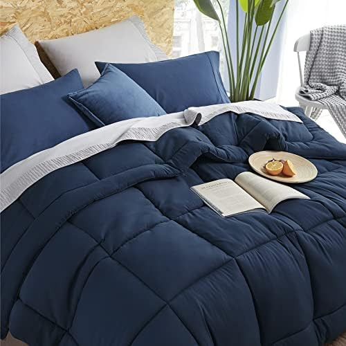 Bedsure Edredón Doble Con Relleno Azul Marino ' Edredones Ac