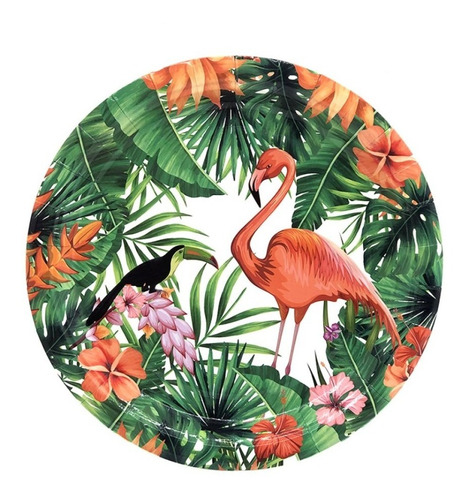 Plato Tropical - 18 Cm X 10u - Universo Mágico