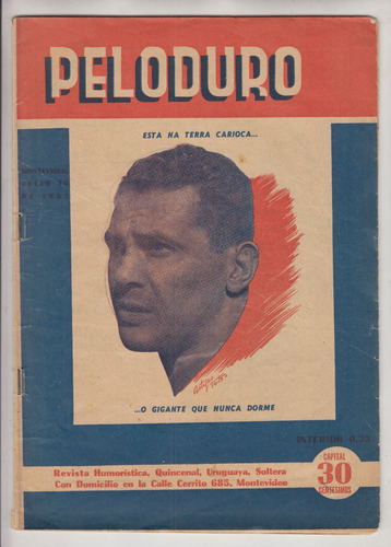 1952 Futbol Uruguay Obdulio Varela Negro Jefe Tapa Peloduro