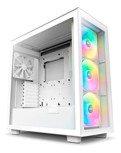 Gabinete Gamer Nzxt H7 Elite Vidro Com Fans Mid Atx Branco