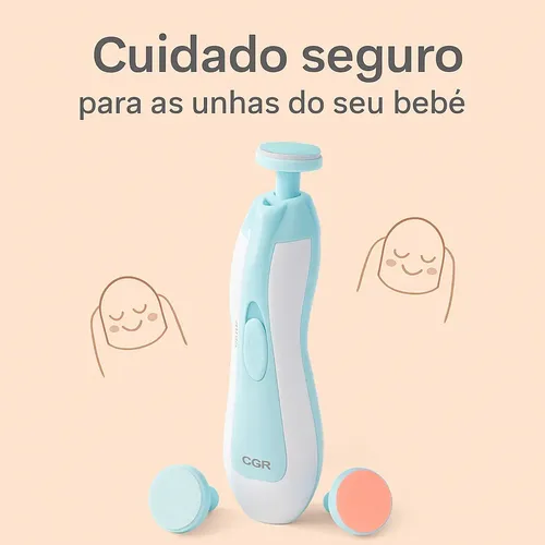 Cortador Lixador Elétrico De Unha Bebê Recém Nascido Silencioso Com 6 Lixas Seguras Cor Rosa Claro