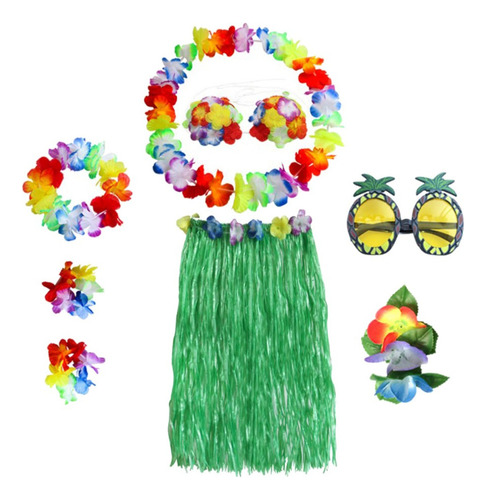 Kit Disfraces Elásticos Para Fiesta Hula Hawaiana Ou