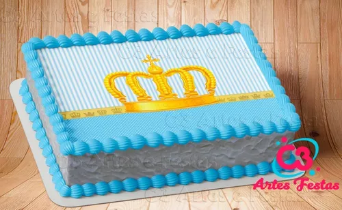 Bolo de aniversário com decoração de papel de arroz azul