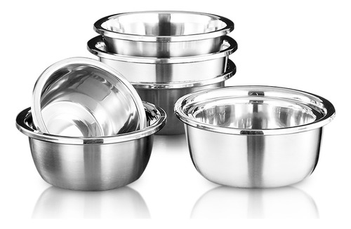 Set 6 Tazones Bowls Acero Inoxidable Durable Mezclar Batir