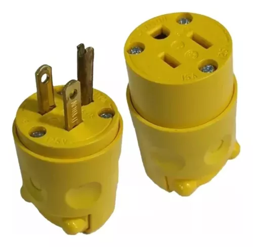 Enchufe Plano 2X15A+T 125/250V Nema 5-15P Pvc Amarillo