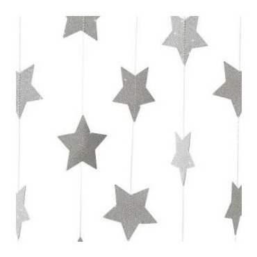 Imagen 2 de 2 de Guirnalda Banderin Estrellas Doradas Plateadas
