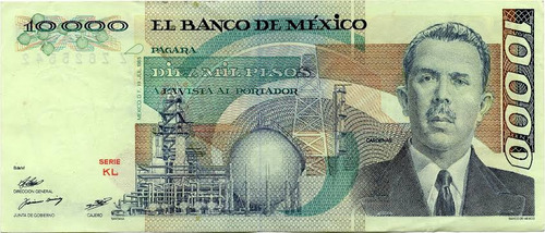 Billete 10 000 Pesos México Lazaro Cárdenas C/marca De Agua