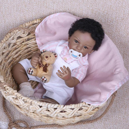 Muñeca Afroamericana Reborn De Silicona De 20 Pulgadas Para