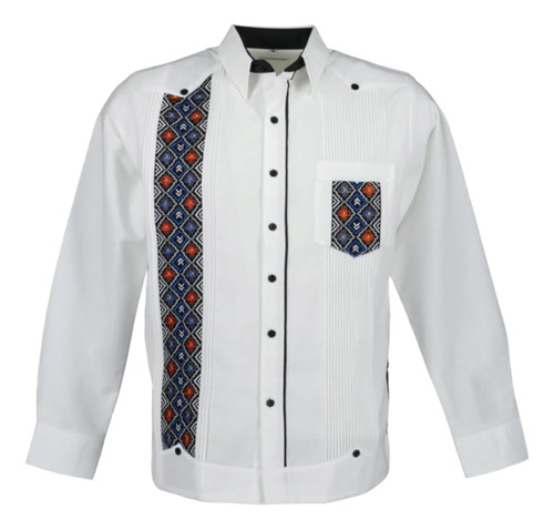 Guayabera Bordada Yucateca. Lino. Greca M/l T Extras Mayakim