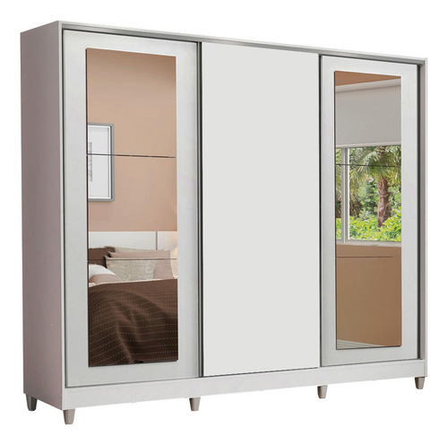 Ropero Closet Madesa 3 Puertas 2 Espejos Con Pies Bm Color Blanco