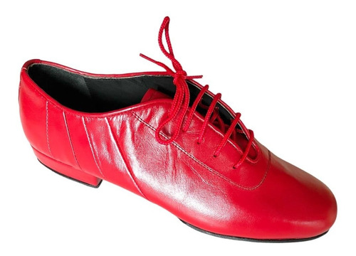 Zapatos De Baile Tango Salsa Fiesta Rock Cuero Rojo Flex