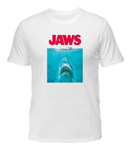 Remera Algodón 24/1 Premium Jaws Tiburon Años 80 