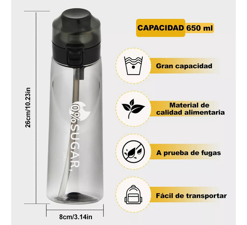 Botella Air Up Botella De Agua Con 5 Cápsulas De Sabores
