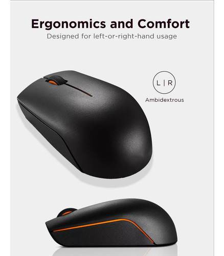 Mouse Inalámbrico Lenovo 300 Para Pc Portátil Con Windows 12
