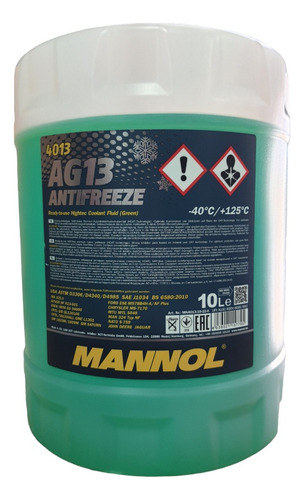 Coolant Refrigerante Mannol Ag13 -40/+125 Color Verde 10 Lts