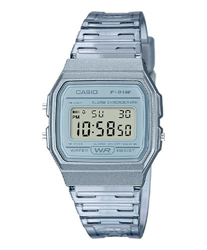 Reloj Casio Clásico Transparente Gris F91ws-8
