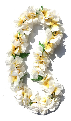 Collar Flor Blanca Plumeria Para Fiesta Evento Decoracion